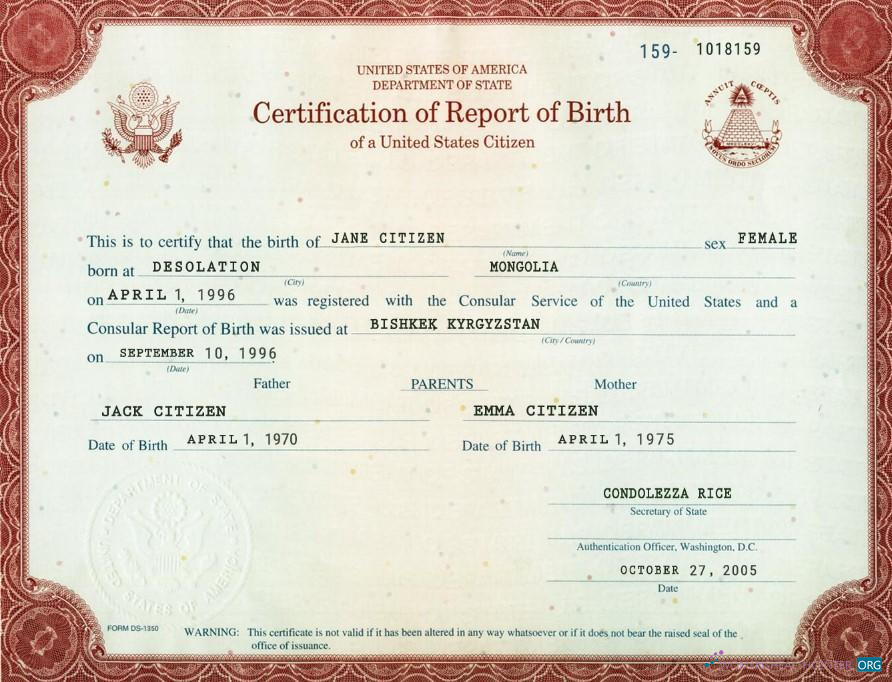 Download USA certification of report of birth washington 1 Photoshop template